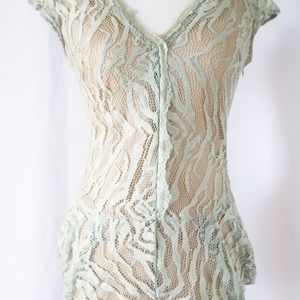 Green lace romper